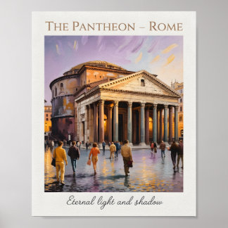 The Pantheon Rome Italy Watercolor Vintage Travel Poster