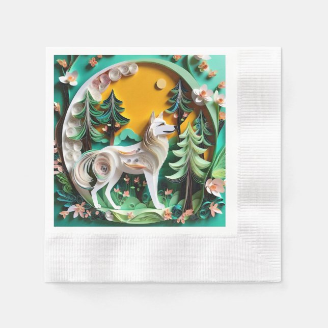 The paper wolf is a highly detailed and realistica napkin (Front)