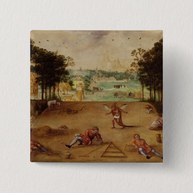 The Parable of the Wheat and the Tares, 1540 2 Inch Square Button (Front)