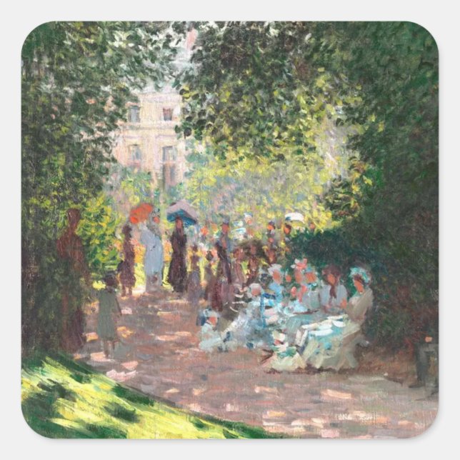 The Parc Monceau - Claude Monet Impressionism Art Square Sticker (Front)