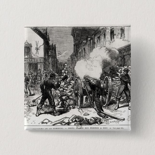 The Paris Commune: A Barricade at Issy 2 Inch Square Button (Front)