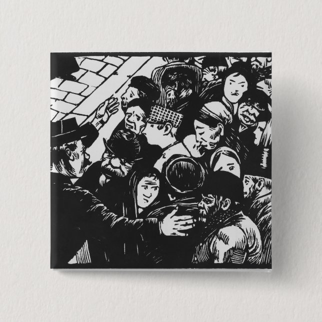 The Paris crowd, 1892 2 Inch Square Button (Front)
