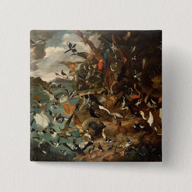 The Parliament of Birds 2 Inch Square Button (Front)