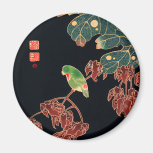 The Paroquet Colourful Bird Japanese illustration Magnet