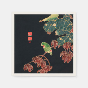 The Paroquet Vintage Bird Japanese Woodblock Print Napkin