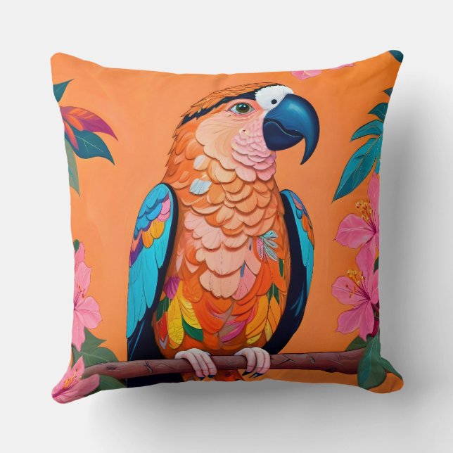 The Parrot Throw Pillow (Back)