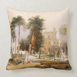 The Parterre in the Gardens at Wilton, the seat of Throw Pillow
