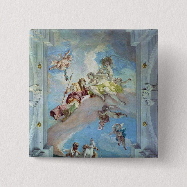 The Parting of Venus from Adonis, 1707-08 (fresco) 2 Inch Square Button (Front)