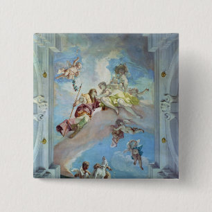 The Parting of Venus from Adonis, 1707-08 (fresco) 2 Inch Square Button