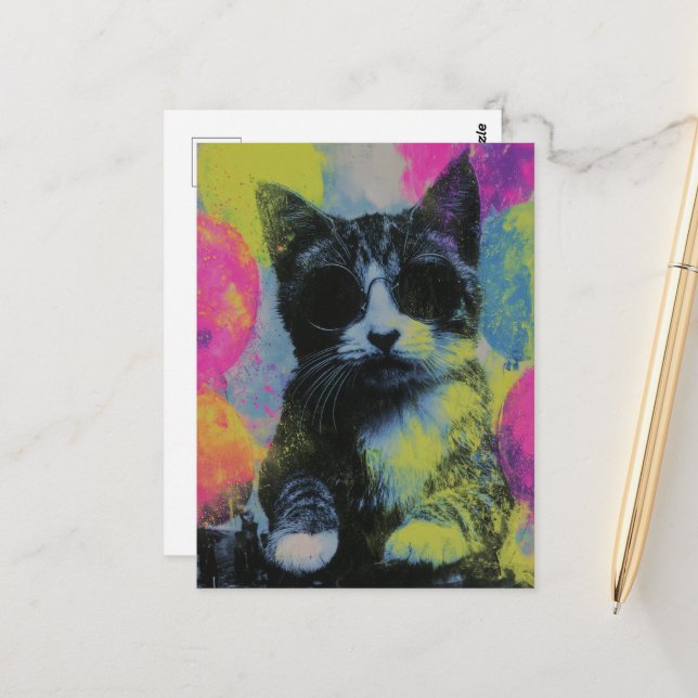 The Party Cat Postcard (Front/Back In Situ)