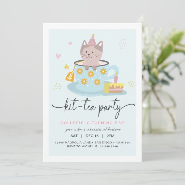 Thé Party de Chat | Invitation Kit-Tea Party (Debout devant)