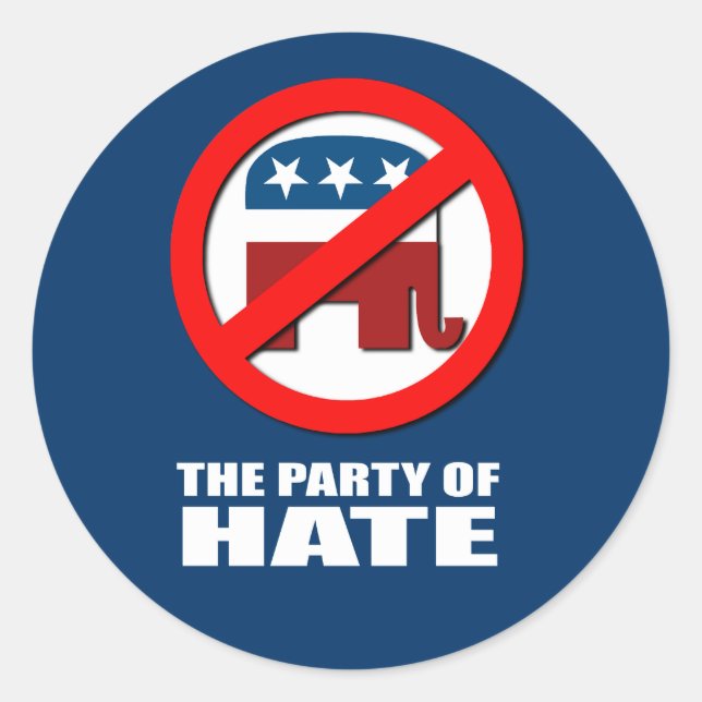 The Party of Hate Classic Round Sticker (Front)