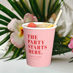 The Party Stars Here! Bold Font Wedding Paper Cups