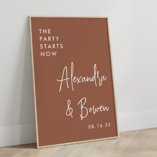 The Party Starts Now Wedding Sign Rust