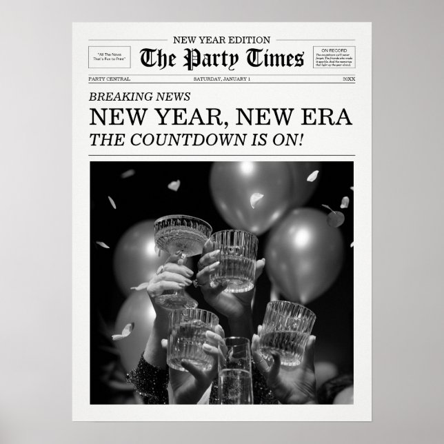 The Party Times Newspaper New Year New Era Poster (Front)