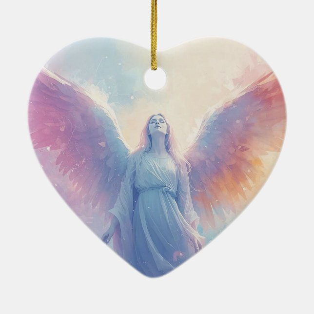 The Pastel Angel on Romantic Valentine Tree Ceramic Ornament (Back)