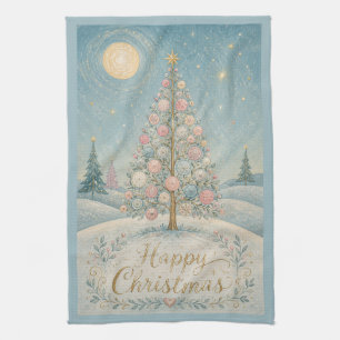 The Pastel Solstice Tree Kitchen Towel
