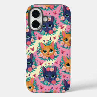 The Pastel Whiskers & Wildflowers iPhone 16 Case