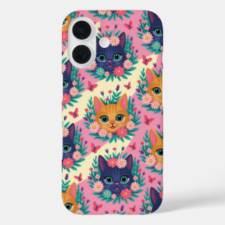 The Pastel Whiskers & Wildflowers iPhone 16 Case