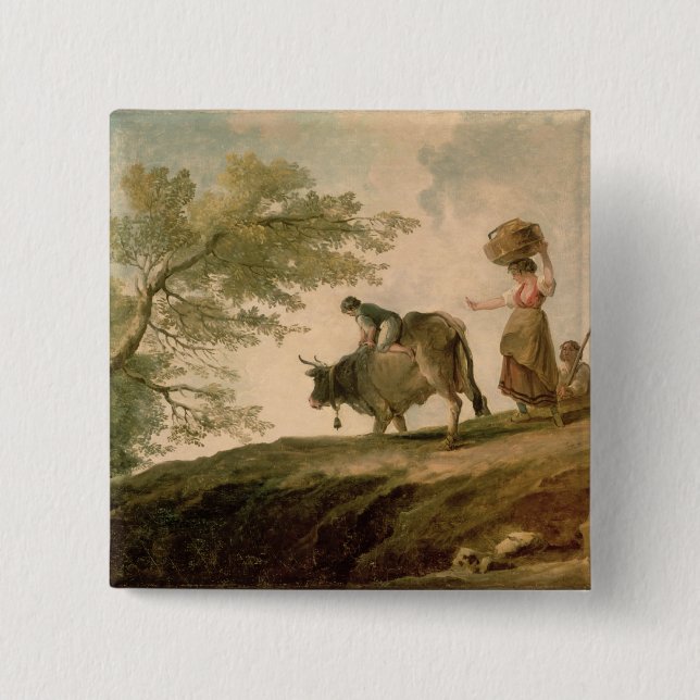 The Pasture 2 Inch Square Button (Front)