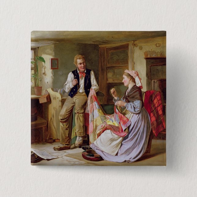 The Patchwork Quilt 2 Inch Square Button (Front)