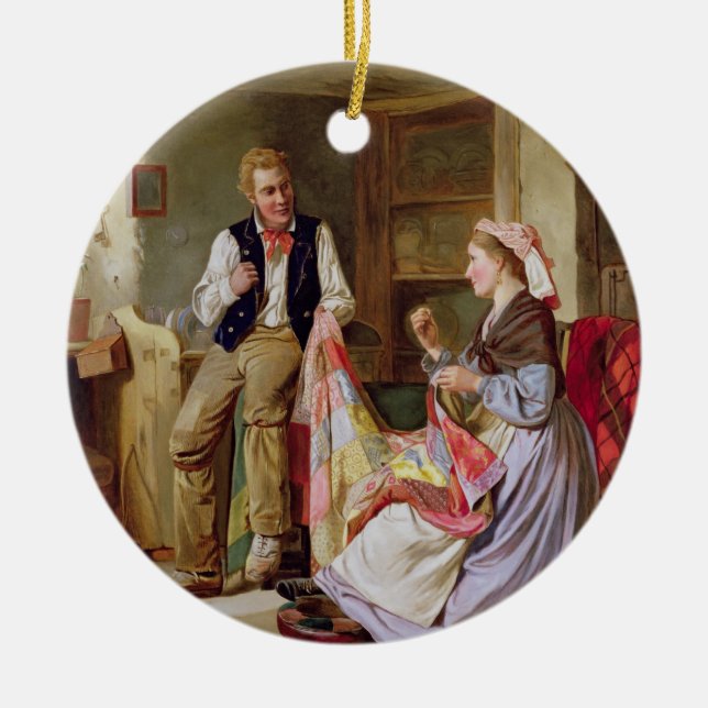 The Patchwork Quilt Ceramic Ornament (Front)