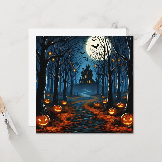 The path of the haunted forest - Halloween Invitation (Front/Back In Situ)
