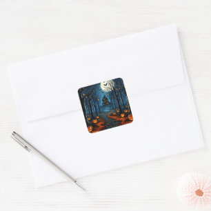 The path of the haunted forest - Halloween Square Sticker
