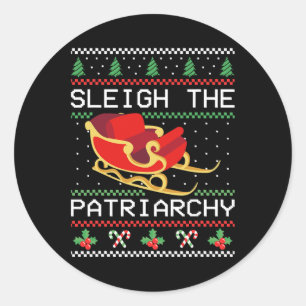 The Patriarchy Feminist Christmas Lover Women 1  Classic Round Sticker