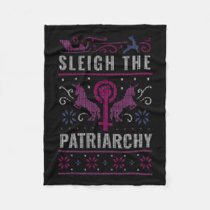 The Patriarchy Feminist Ugly Christmas Sweater  Fleece Blanket