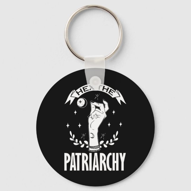The Patriarchy Witchcraft Moon Phase Feminist Witc Keychain (Front)