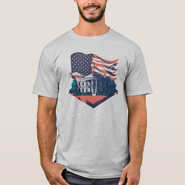 The Patriotic White House, Retro   T-Shirt (Front)