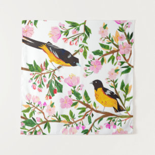 The pattern is with birds and flowers. It is creat Tapestry