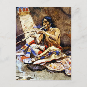 “The Peace Pipe” by Charles M Russell Postcard