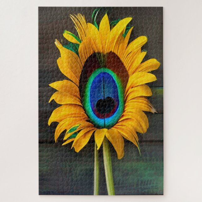 The Peacock SunFeather Flower Jigsaw Puzzle (Vertical)