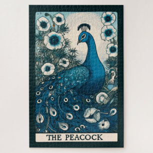 The Peacock Tarot Card Art peacocks Teal Art Jigsaw Puzzle