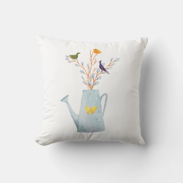 The Peacock, The Duck And The Chick Throw Pillow (Front)