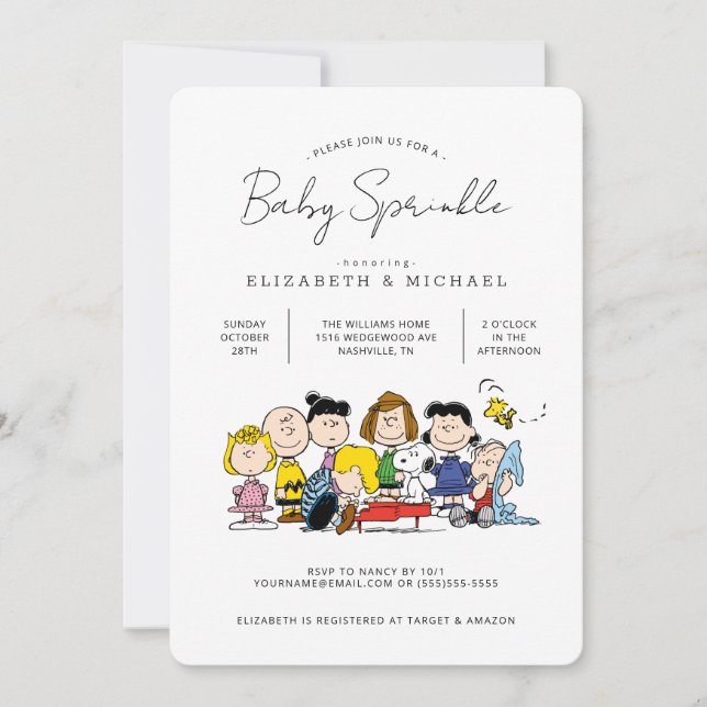 The Peanuts Gang - Baby Sprinkle Invitation (Front)