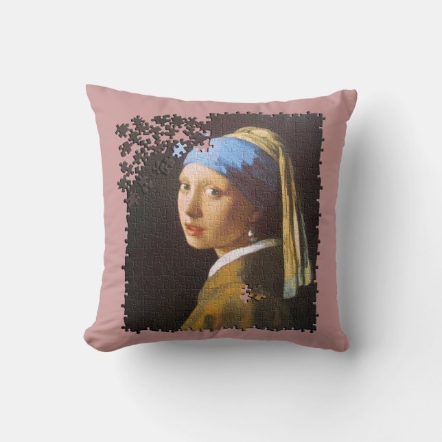 The Pearl Earring puzzle Throw Pillow (Front)