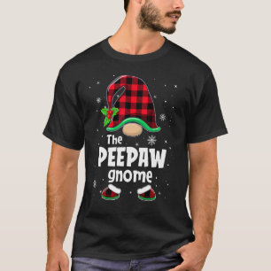 The Peepaw Gnome Buffalo Plaid Christmas Matching  T-Shirt