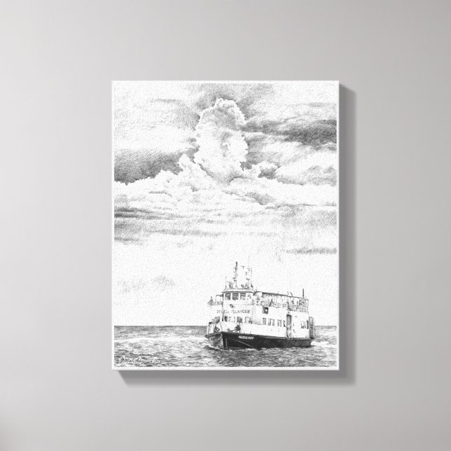 The Pelee Island Ferry - by Bob Manthey Canvas Print (Front)