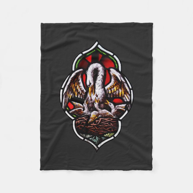 The Pelican as a Christian Symbol Fleece Blanket (Front)