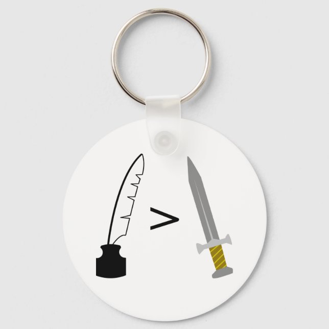 The Pen is mightier than the Sword Keychain (Front)