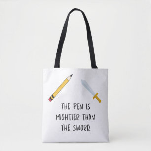 The pen is mightier than the sword tote bag
