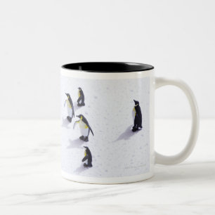 The penguins playing soccer Two-Tone coffee mug