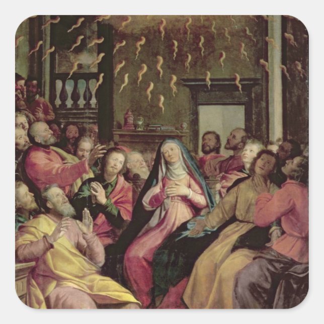 The Pentecost, c.1598 (oil on panel) Square Sticker (Front)
