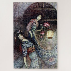 “The Peony Lantern” by Warwick Goble Jigsaw Puzzle