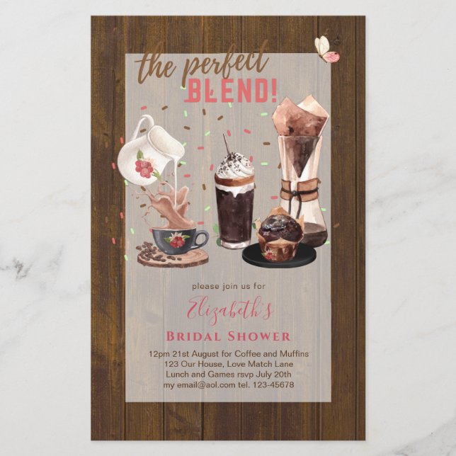 The Perfect Blend BRIDAL SHOWER Invitations COFFEE Flyer (Front)