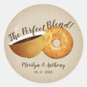 The Perfect Blend Coffee and Bagel   Wedding Classic Round Sticker