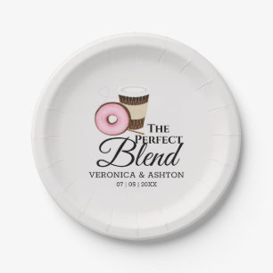 The Perfect Blend Coffee and Doughnut Wedding Paper Plate